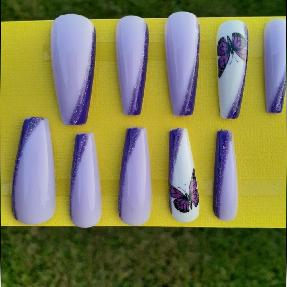 Purple Lupus Inspired Press in Nails